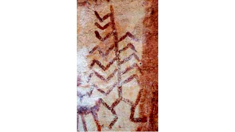 یک نقش گیاه با پاهایی شبیه انسان